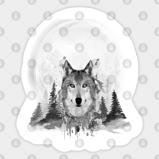 The Mountain Men's Wolf Lookout Sticker by medhat